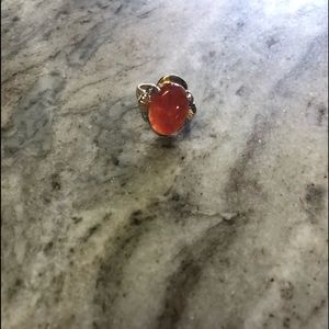 Amber oval 14 karat gold ring